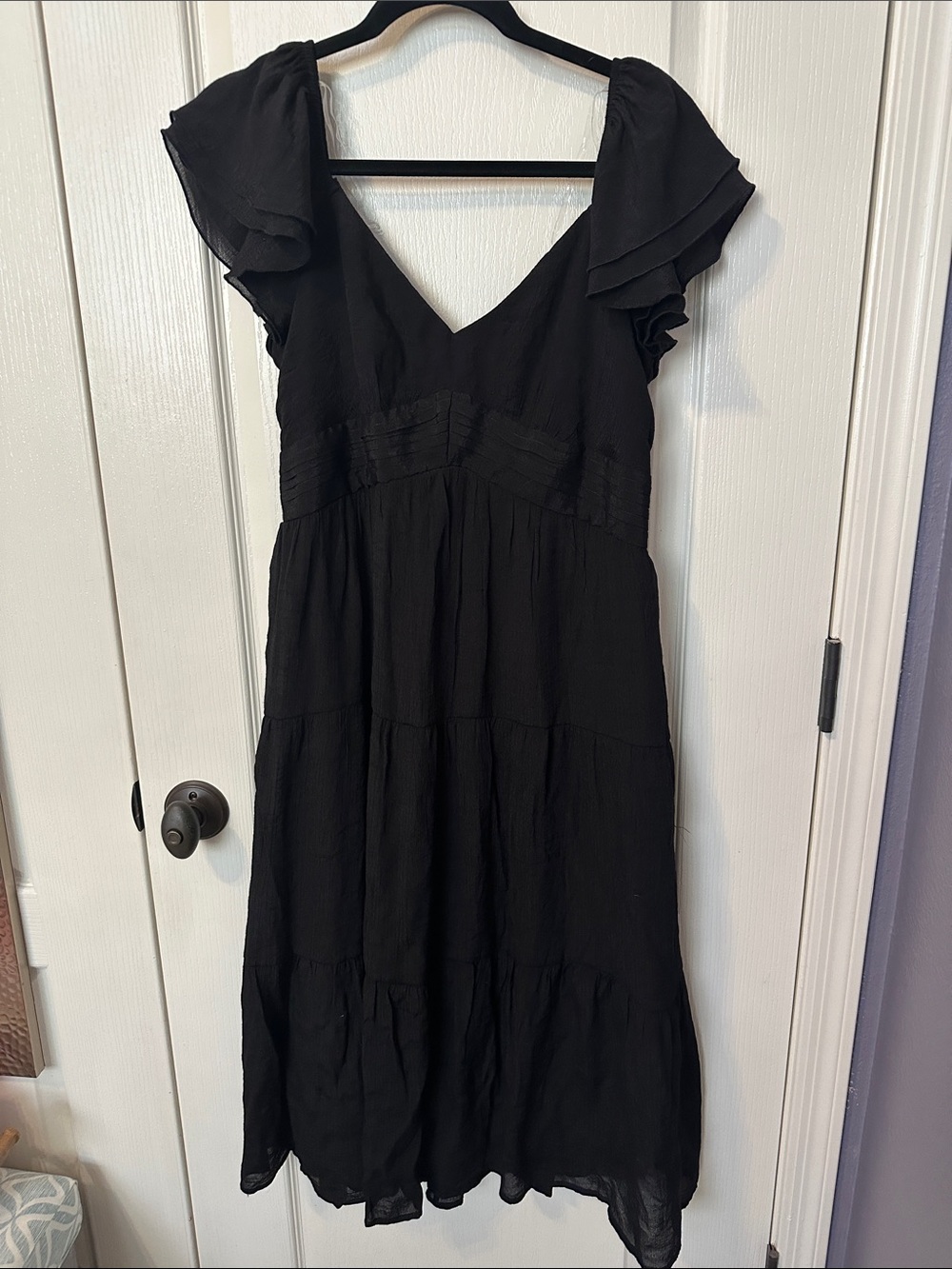 Trixxi Black Midi Dress with Flutter Sleeves